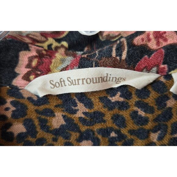Soft Surroundings small boho animal print, floral, plaid button up blouse. - Picture 8 of 9